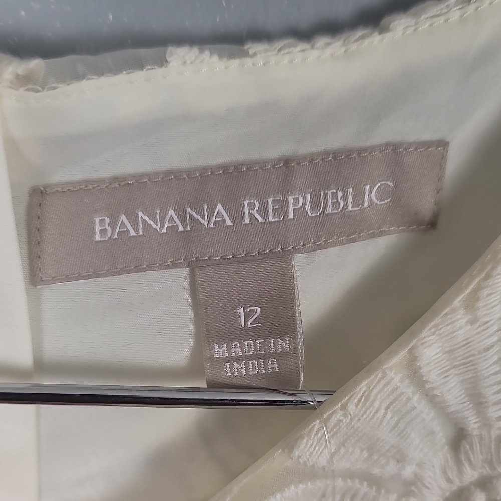 Banana Republic Cream Sheath Scoop Neck Lace Floral Embroidered Mini Dress - Picture 8 of 14